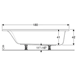 Ванна акрилова Geberit Selnova Square 180x80 554.386.01.1 + ніжки, Білий - мініатюра 3
