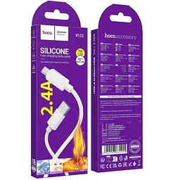 Дата кабель Hoco X122 Benefit USB to MicroUSB 2.4A (1m) White - мініатюра 3