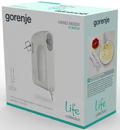 Міксер Gorenje M360CW, White, 345W, ручний, 5 швидкостей, насадки: вінчики та гаки для тіста, турбо-режим - мініатюра 6