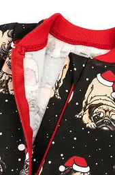 Дитячий трикотажний ромпер з начосом та різдвяним принтом Christmas pugs