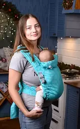 Май-слінг жаккардовий з народження до 36 місяців Coolbabka Бірюзовий Feathers - мініатюра 4