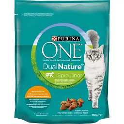 Сухий корм для дорослих котів Purina One Adult Dual Nature Spirulina з куркою 750 г (12462855)