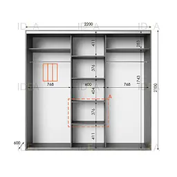 Шафа-купе Idea серія 6 220 x 60 x 210 см Венге темний - мініатюра 2