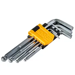 Комплект ключів Ingco шестигранних з кулькою 1.5-10 мм 9 шт (HHK12091) - мініатюра 6