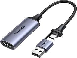 Конвертор сигналу Ugreen CM489 USB-A/Type-C to HDMI Video Capture Device Gray (40189)