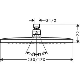 Верхній душ Hansgrohe Croma E280 26257000, Хром - мініатюра 2