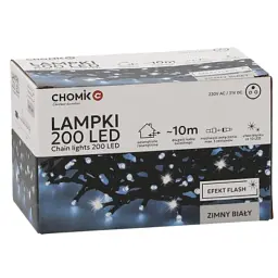 Гірлянда Chomik 200 LED 10 м, холодний білий, ефект блиску, IP44, від мережі (5900779879485)