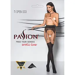 Еротичні колготки Passion TIOPEN 003 3/4 (20/40 den), nero, імітація панчох і пояса - мініатюра 5