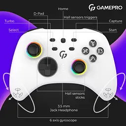 Геймпад GamePro бездротовий білий (GPX13W) - мініатюра 10