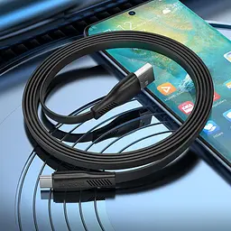 Кабель плоский Flat - Borofone X85 - USB-C to Usb 2.0 1m чорний - мініатюра 3