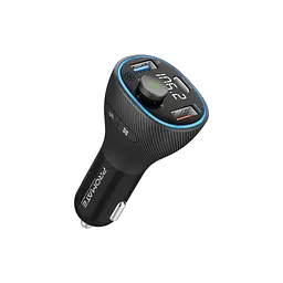 FM модулятор Promate PowerTune 38w USB-A OTG/USB-A QC3.0/USB-C PD чорний (powertune-38w\.black)