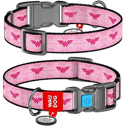 Нашийник Waudog Nylon з QR паспортом малюнок Диво-жінка 1 пластикова пряжка-фастекс Розмір S
