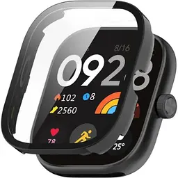 Чохол-накладка DK для Xiaomi Redmi Watch 4 Пластик Gloss Glass Full Cover (black)