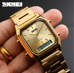 Наручний чоловічий годинник Skmei 1220 Tango Золоті - мініатюра 4