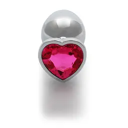 Анальна пробка Ouch! Heart Gem Butt Plug Medium, 8 см (сріблястий) - мініатюра 5