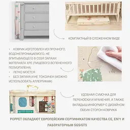 Дитячий термокилимок Poppet Веселкові єдинороги та Зоольотчики двосторонній складний 150х180x1 см (PP013-150) - мініатюра 7