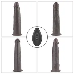 Вібратор LoveToy 9" Dual Layered Platinum Silicone Rotator, 23 см (чорний) - мініатюра 4
