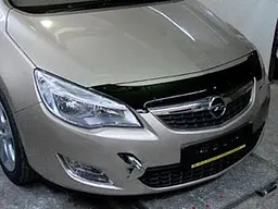 Дефлектор капоту мухобійка для OPEL Astra 2010-, хб, темний, короткий