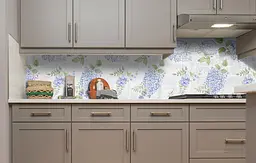 Вініловий кухонний фартух Блакитні пишні квіти наклейка для кухні ПВХ Прованс 60х300 см Happy Pocket Z181641 - мініатюра 3
