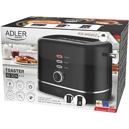 Тостер Adler AD 3224 black 850Вт/ 2 відділення/7 режимів підсмажування/розморожування/підігрів булок - мініатюра 6