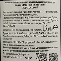 Вино ігристе Anna Spinato Prosecco Organic Brut біле брют 1.5 л - мініатюра 4