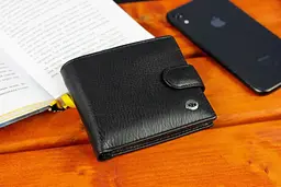 Шкіряне чоловіче портмоне на кнопці ST Leather ST-104-1 чорне 9,5 см - мініатюра 8