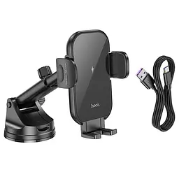 Холдер Hoco HW5 Journey wireless fast charging car holdercenter console Чорний - мініатюра 3