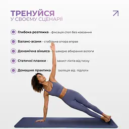 Килимок для йоги та фітнесу EasyFit TPE+TC 6мм двошаровий синій-блакитний - мініатюра 5