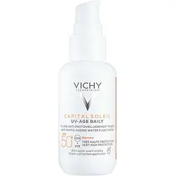 Сонцезахисний невагомий флюїд Vichy Capital Soleil проти ознак фотостаріння шкіри обличчя з універсальним тонуючим пігментом SPF 50+ 40 мл (MB452100)