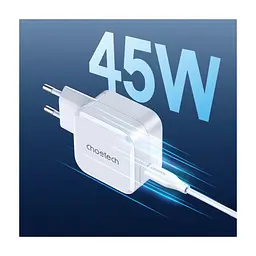 Зарядное устройство для Choetech USB-C PD45W QC3.0/PPS GaN (PD8007-EU-WH) - миниатюра 8