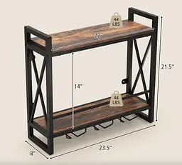 Настінний винний стелаж Costway Lagom у стилі Loft - мініатюра 6