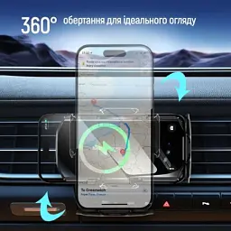 Універсальний автотримач ColorWay FlameGrip, автозажим, Wireless Charger 15W Black (CW-CHAW070Q-BK) - мініатюра 9