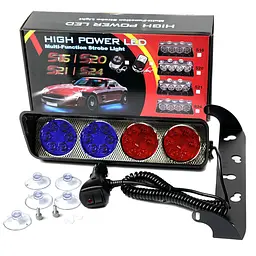 Страбоскоп Світлодіодний 12-24V LED 24 шт. DRL 280x140x70 мм Червоно-Синій (KING S24)