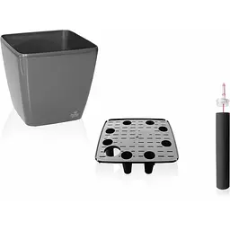 Вазон Plastkon Quadrato Flower Lover із системою автополиву 18x18x17 см глянцевий антрацит - мініатюра 2