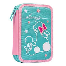 Пенал шкільний 1Вересня подвійний HP-01  Bunny, бірюзовий