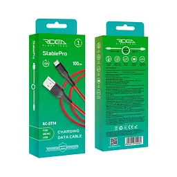 Кабель для зарядки и обмена данными USB Ridea RC-ST74 StablePro 60W 20V/3A USB-MicroUSB 1 м Красно-черный - миниатюра 2