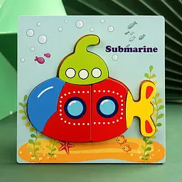 Дерев’яний пазл для дітей Підводний човен Submarine 15×15 см розвиваюча іграшка сортер дитячий дерев’яний пазл транспорт для малюк - мініатюра 2