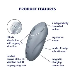 Вібростимулятор-пульсатор Satisfyer Tap & Climax 1 Bluegrey, ефект постукування пальцем Satisfyer SX0568 99303 - мініатюра 8