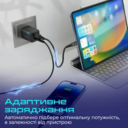 Зарядний пристрій Promate USB-C + USB-A (powerport-25ac.black) - мініатюра 7