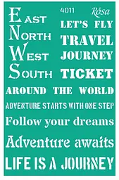 Трафарет багаторазовий самоклеючий №4011 13x20см Make your journey Rosa Talent