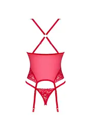 Комплект білизни Obsessive Lacelove XS/S червоний - мініатюра 8