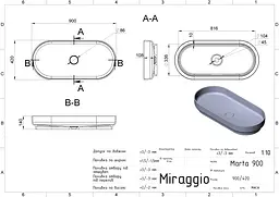Умивальник Miraggio Marta 900 0000692, Білий - мініатюра 7