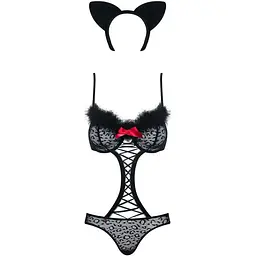 Еротичний костюм гепарду Obsessive Gepardina 3 pcs costume чорний S/M - мініатюра 5