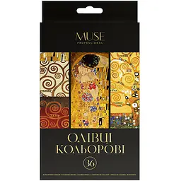 Олівці кольорові тригранні Школярик Muse 36 кольорів + точилка