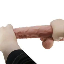 Фалоімітатор Baile Sliding Skin Bendable 9.4'' 24 см коричневий - мініатюра 8