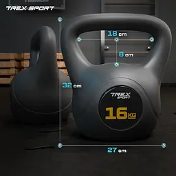 Гиря вінілова 16кг Trex Sport TX-016CKB чорний - мініатюра 8