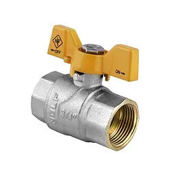 Кран кульовий Nolf NF.712 - 3/4" FF ГГМ Yellow, ручка "метелик" жовта NF2946