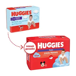Підгузки Huggies Little Movers/Pants 3 Mega 6-11 кг для хлопчиків 58 ш (5029053547473) - мініатюра 3