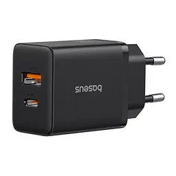 Блок живлення зарядний адаптер Baseus Cube Fast Charger 2 порти C + U 30 W (P10111404113-00) чорний - мініатюра 2
