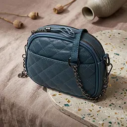 Стильна жіноча стьобана сумка з натуральної шкіри Vintage 22327 синя